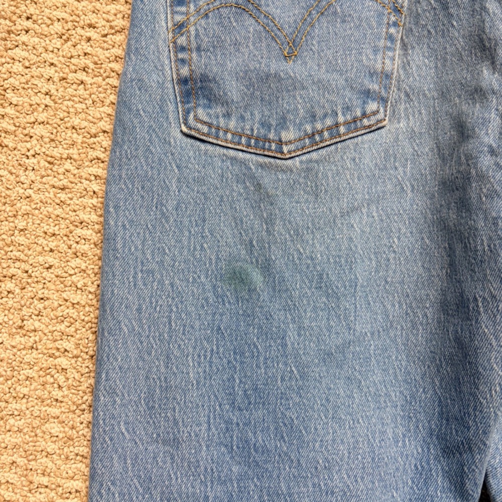 Levis 501 Original Fit High Rise Straight Leg Blue Distressed Jeans - Picture 8 of 11